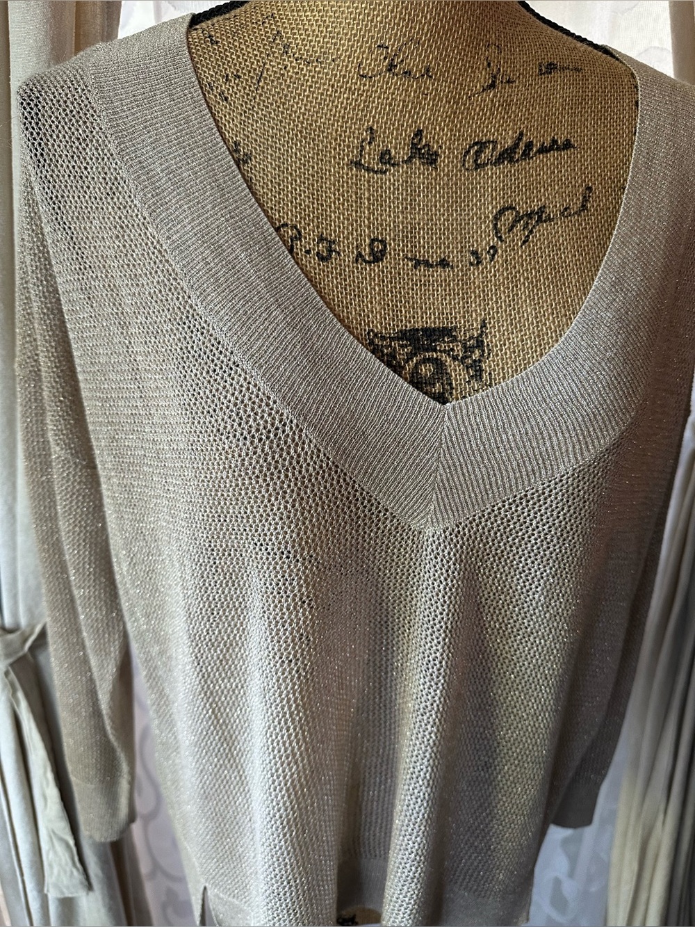 White House Black Market Metallic Mesh Sweater - Picture 6 of 12
